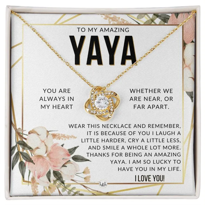 Yaya Gift Beautiful Womens Pendant From Granddaughter Grandson Grandkids Great For Mothers Day Christmas or Birthday ShineOn Fulfillment Necklaces